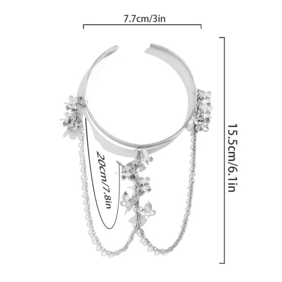 Silver Butterfly Arm Cuff - Picture 5 of 7